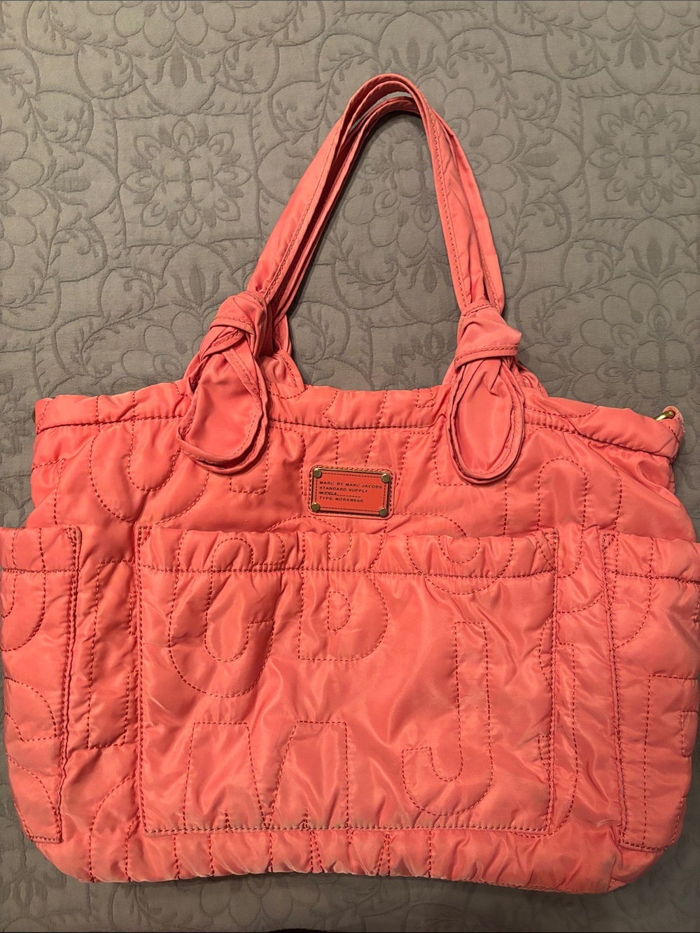 Marc Jacobs Coral Quilted Tote Bag